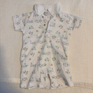 Kissy Kissy 100% Pima Cotton Baby's first easter short playsuit with collar.